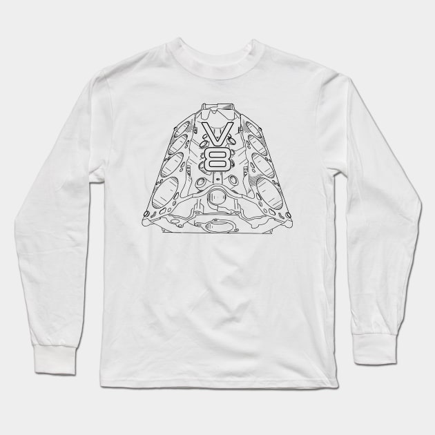 V8 Engine Block Long Sleeve T-Shirt by Widmore